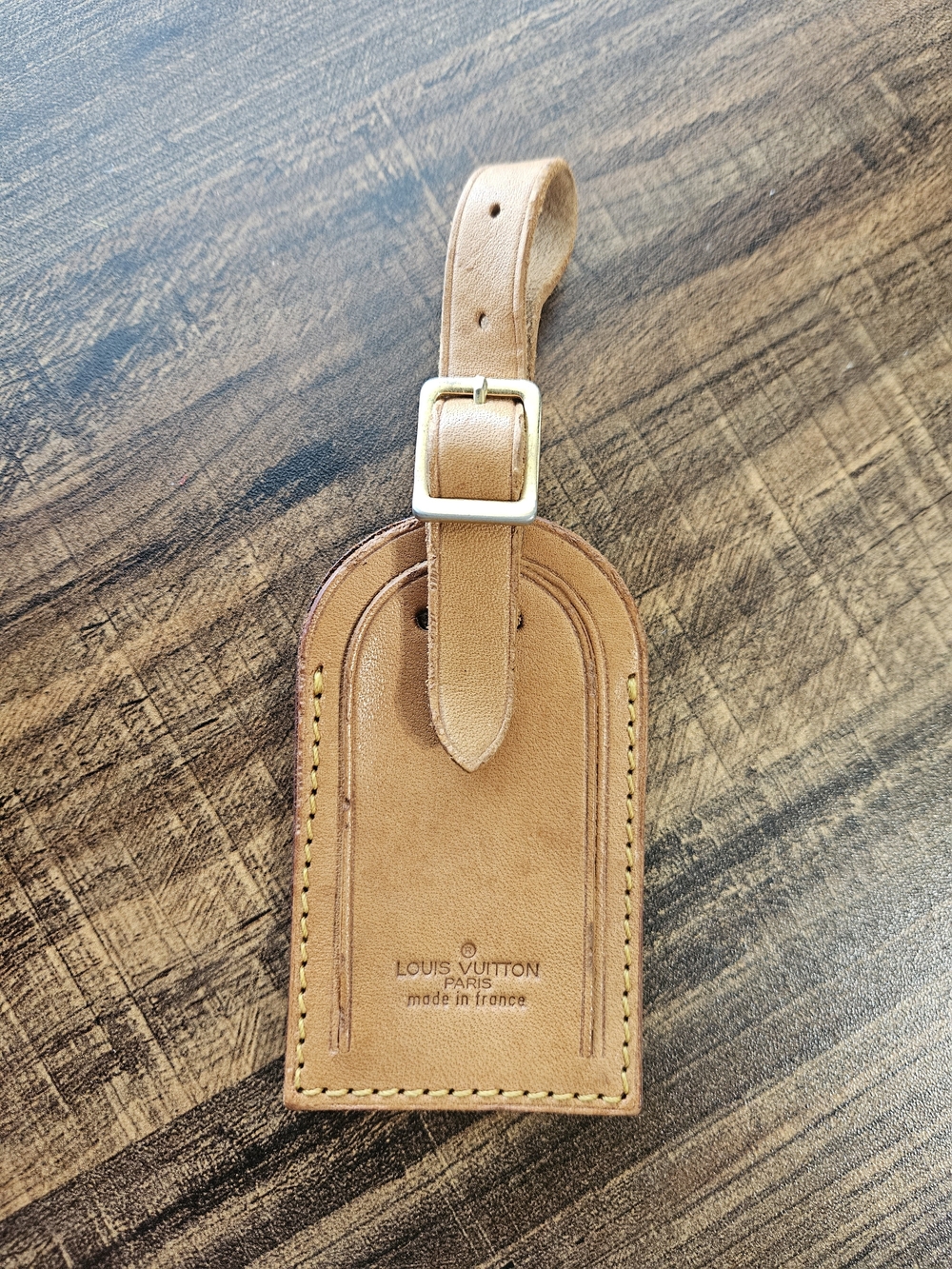 Authentic Louis Vuitton Large Vacheta Leather Luggage Tag Good Condition